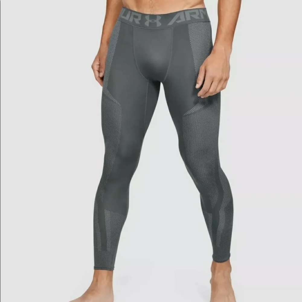 Under Armour Men's size MED Gray Project Rock Seamless Compression Leggings NWT